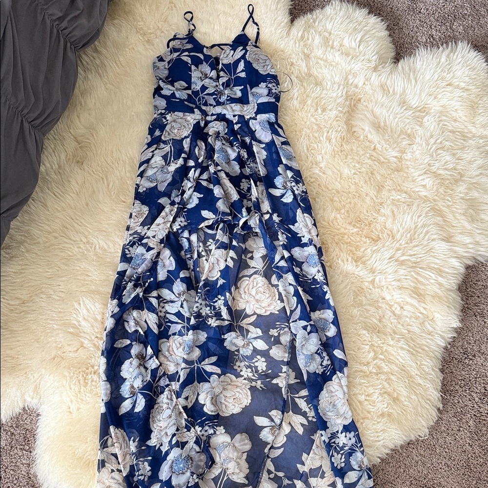 Floral Maxi Dress with shorts in Spaghetti Straps style